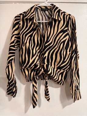 Rachel Zoe Animal Print Linen Shirt Size Medium